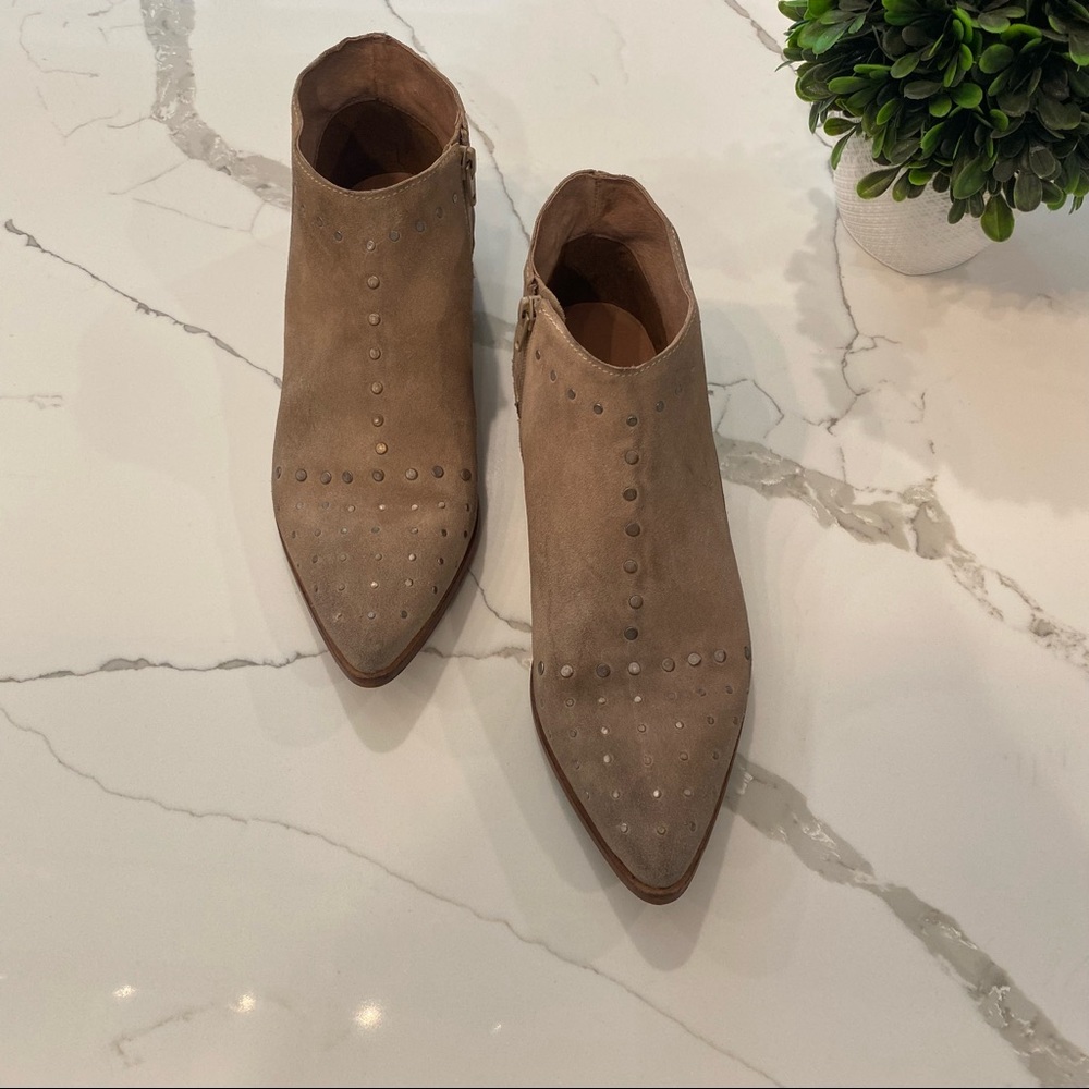 Free People Taupe Studded Booties, Size US 10